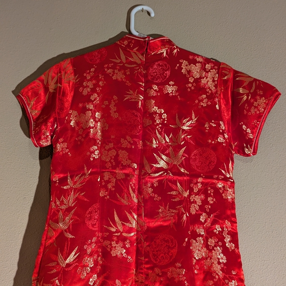 Red Embellished Maxi Dress with Mock Neck - Picture 12 of 16